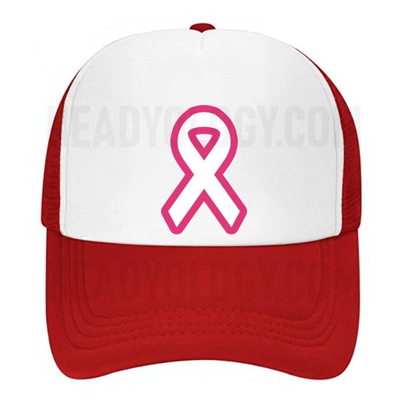 Cancer Awareness Hat Pink Ribbon Baseball Trucker Hat(Choose your color) - Picture 8 of 16